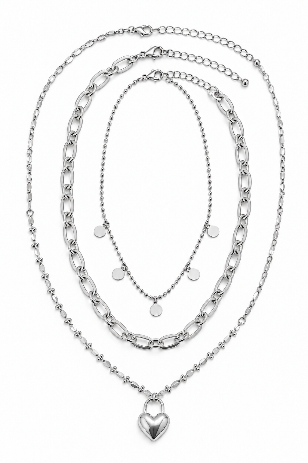 Set di collane multi-filo |Colore:Argento