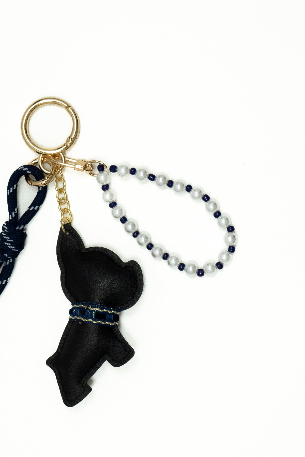 Portachiavi con charm bulldog|Colore:Nero