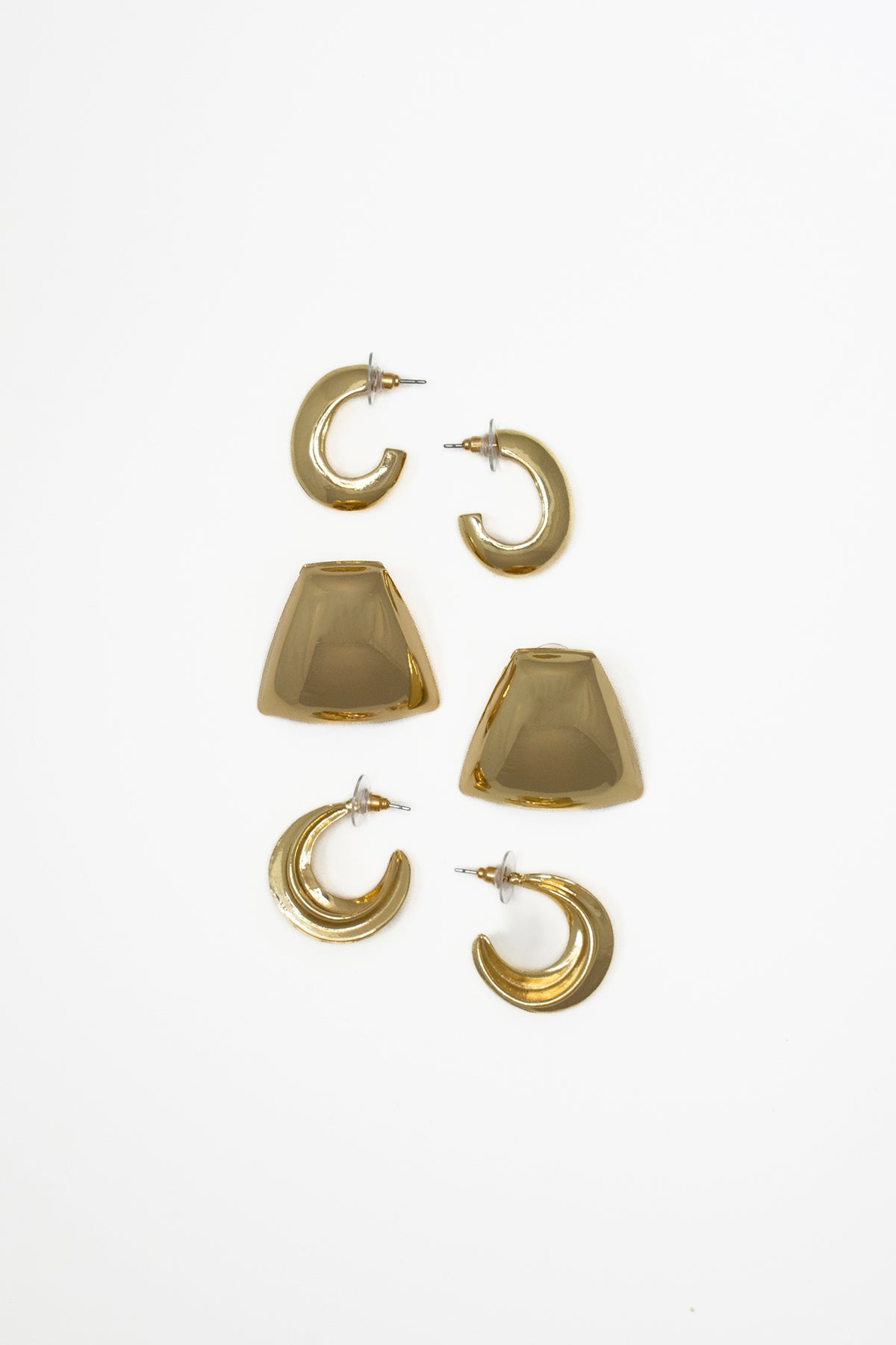 tris orecchini forme geometriche|Colore:Oro